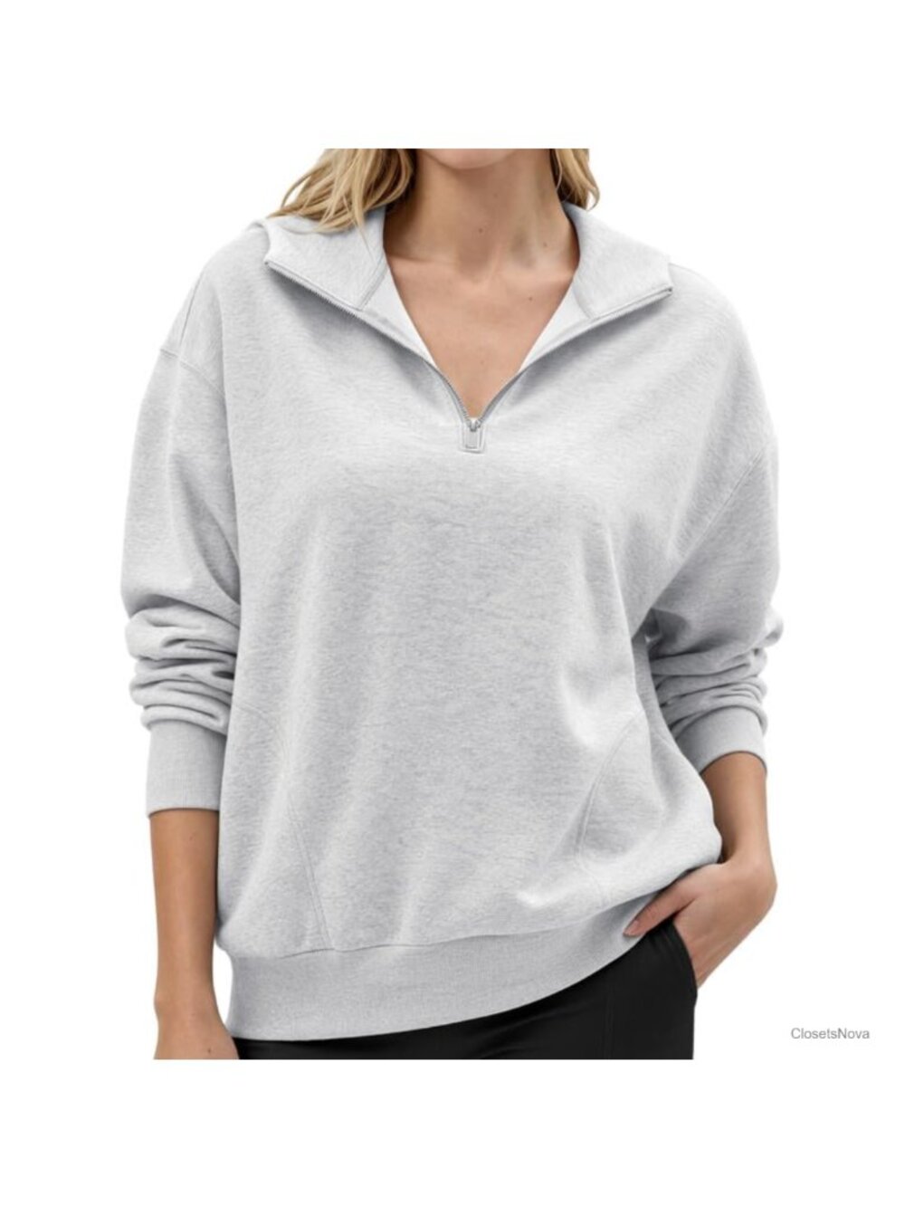 Quarter Zip Pullover Hoodie Sweatshirt with Pocket Cotton Blend